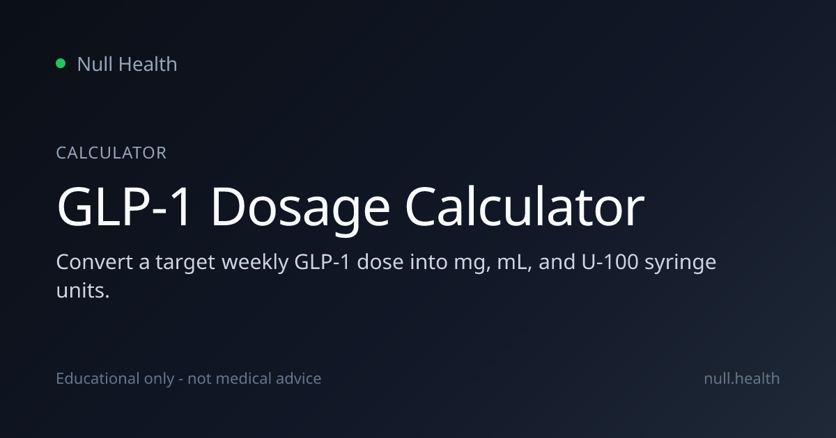 GLP-1 Dosage Calculator - Weekly mg, mL & U-100 Syringe Units | Null Health